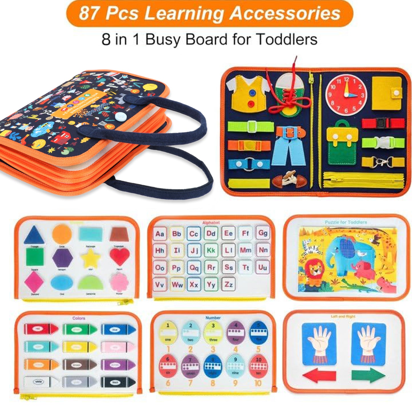 KiddiTouch Busy Board Busy Book Toddler Travel Toys Sensory Toys for Toddlers 1 2 3 4, Activities Board, Educational Toys for 3 4 5 Year Old Boys Girls Gift