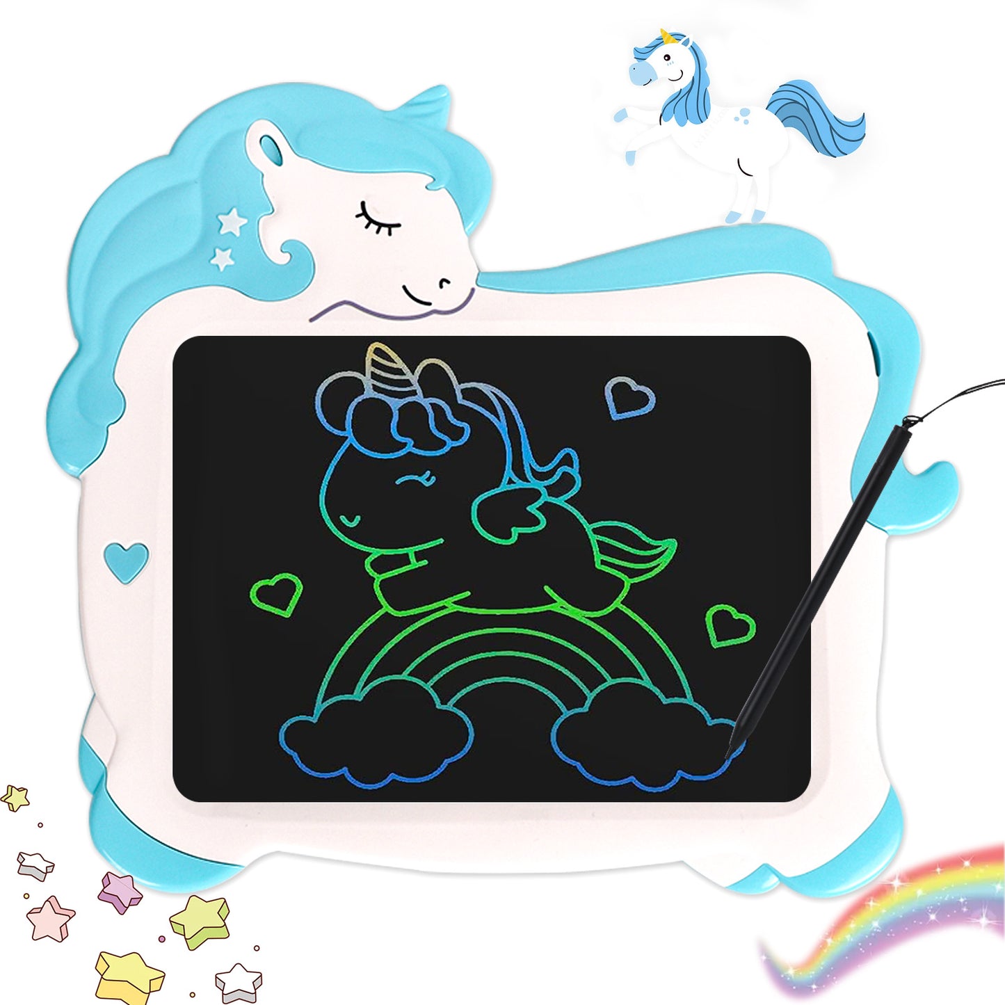 KiddiTouch LCD Writting Tablet for Kids 10 Inch Erasable Doodle Board Mess Free Drawing Pad for Girls Educational Toys Birthday Gift(Blue)