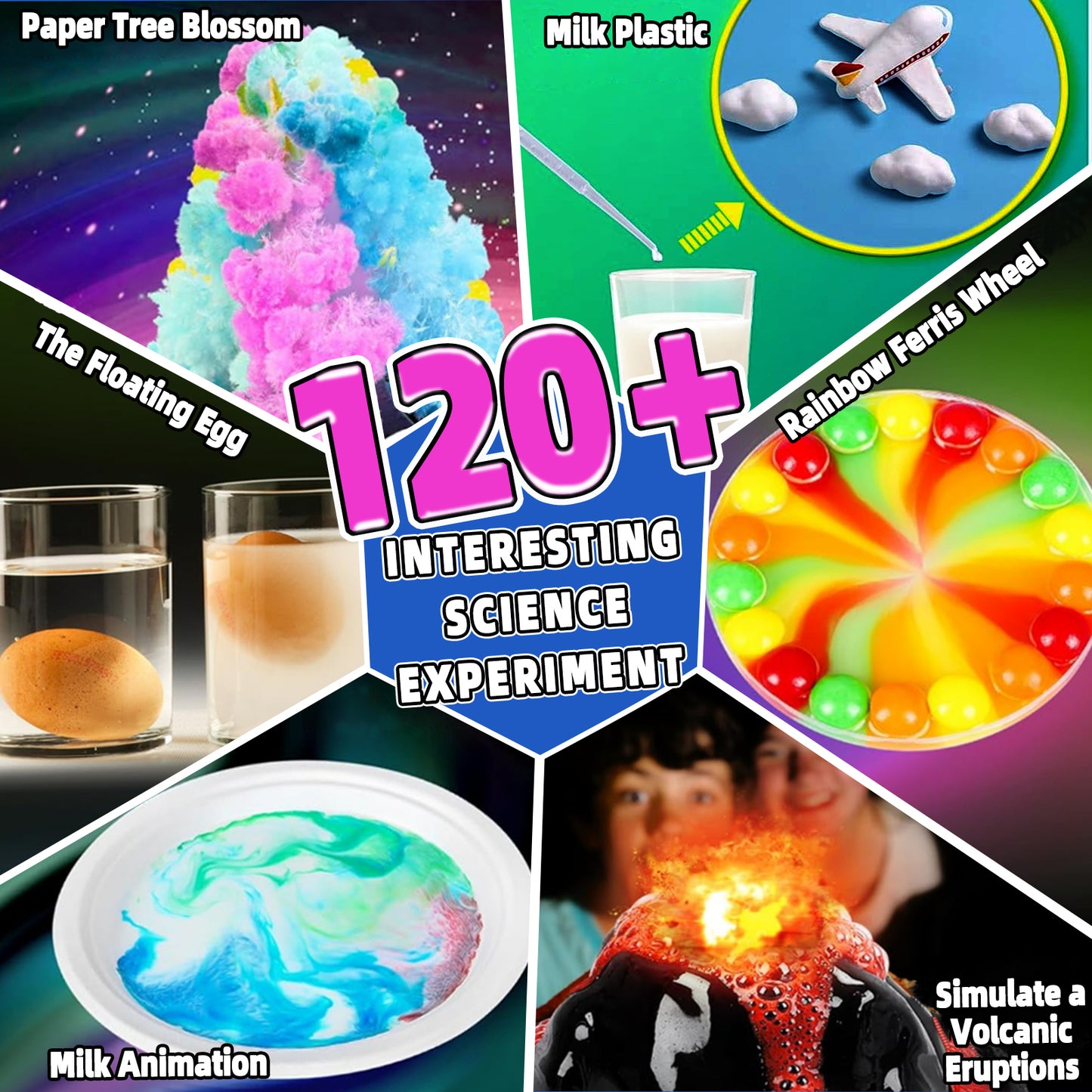 KiddiTouch Science Kits for Kids, Stem Kits, 120 Lab Science Experiments for Kids, Learning & Educational Chemistry Set Toys, Christmas Birthday Science Toys Gifts for Girls Boys Age 6 7 8 9 10-12