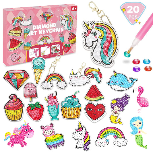 Diamond Keychain Kits, Arts and Crafts for Girls, Gem Craft Kits, Best Gift for Girls Ages 6-12
