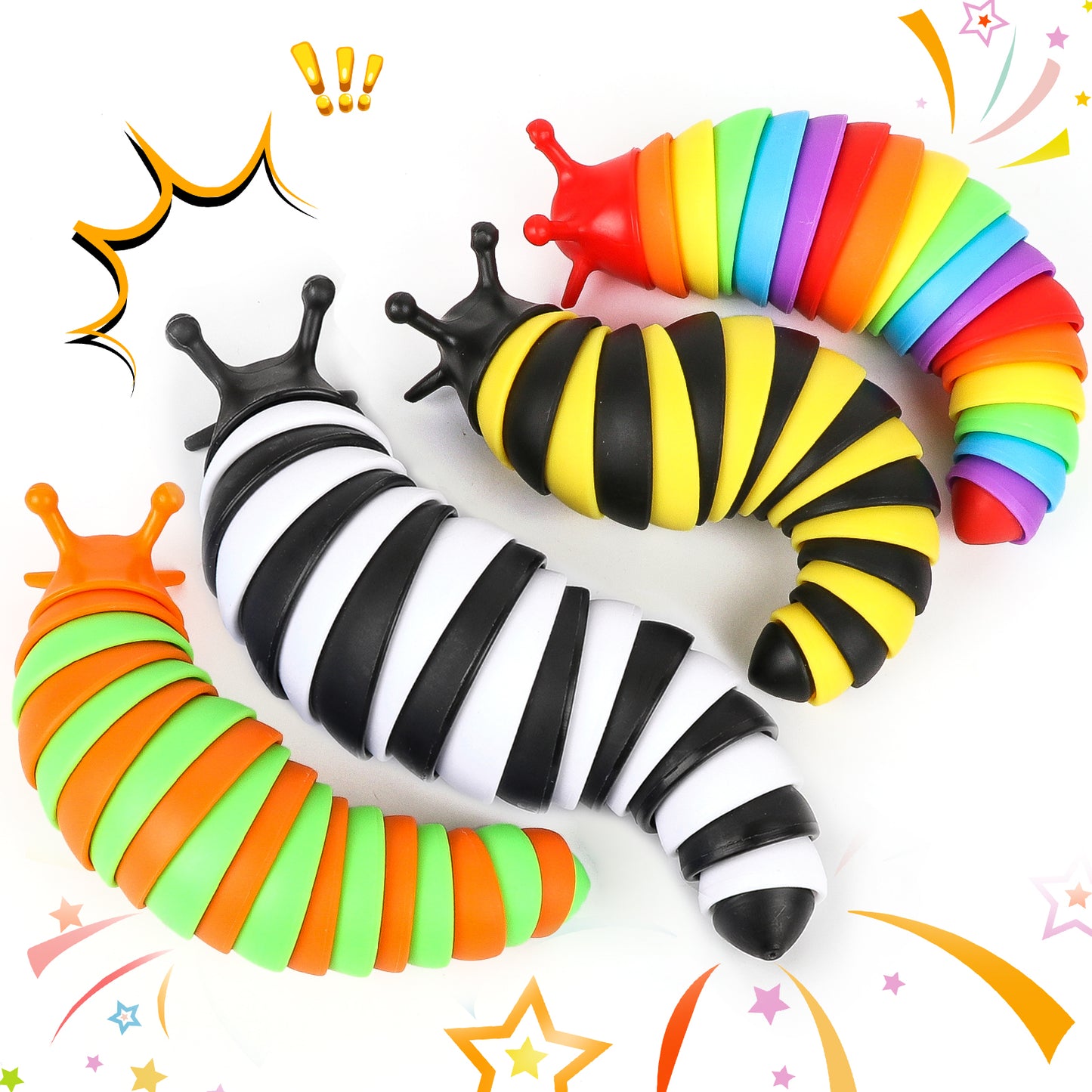 KiddiTouch 4 Pcs Fidget Toy Slug, Sensory Slug Toys for Autistic Kids & Adults, 3D Articulated Sensory Toys for Autistic, Strength Exercise & Stress Relief