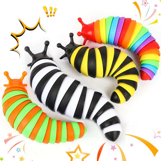 KiddiTouch 4 Pcs Fidget Toy Slug, Sensory Slug Toys for Autistic Kids & Adults, 3D Articulated Sensory Toys for Autistic, Strength Exercise & Stress Relief