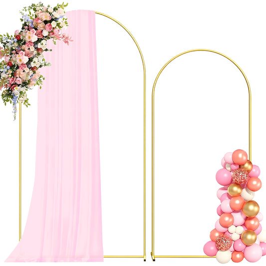 KiddiTouch 2 Pack Arch Backdrop Stand (7.2FT+6FT), Gold Metal Balloon Arch Stand, Arch Frame for Wedding, Birthday, Party, Baby Shower, Graduation Ceremony