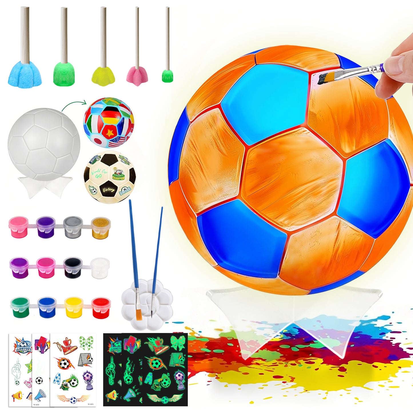 KiddiTouch Paint Your Own Soccer Ball Lamp Kit, 3D Soccer Gift Night Light, Art Supplies and Crafts, Birthday Gifts for Boys Girls Kids Ages 6-12
