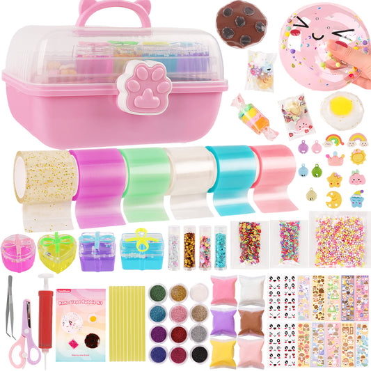 KiddiTouch Nano Tape Bubble Kit for Kids with Box, 6 Pcs Nano Tapes Squishy Maker Making Kits, Step by Step Guide -DIY Toy Gifts for Boys Girls