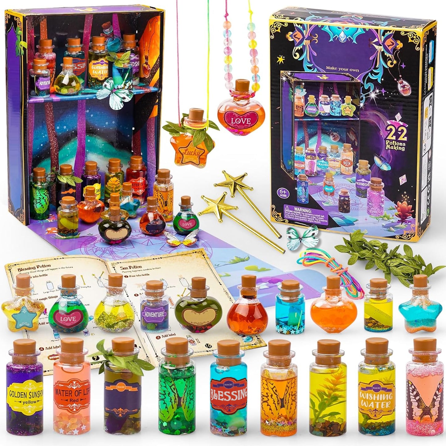 Fairy Potion Kits for Kids, Magic Mix Potion for Kids, 22 Bottles Kit, Diy Creative Art Toy Craft Set, Christmas, Halloween and Birthday Gift for Girls and Boys Age 6 7 8 9 10 11 12+ Years Old
