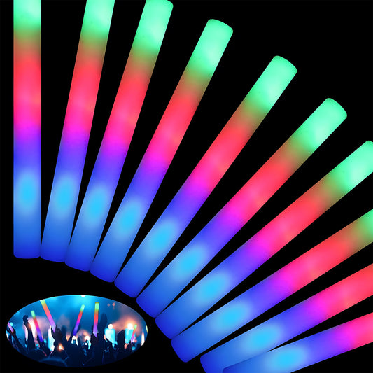 KiddiTouch 14Pcs Glow Sticks, Light Up Foam Stick Bulk with 3 Modes, Glow in Dark Party Supplies for Wedding, Raves, Concert