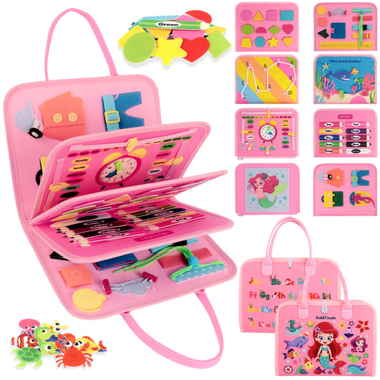 KiddiTouch Busy Board, Toddler Learning Toy Busy Book , Preschool Toddler Activities and Travel Toys, Skill-Building Game for Learning Fine Motor and Life Skills, Birthday Gifts for Kids Aged 1 2 3 4