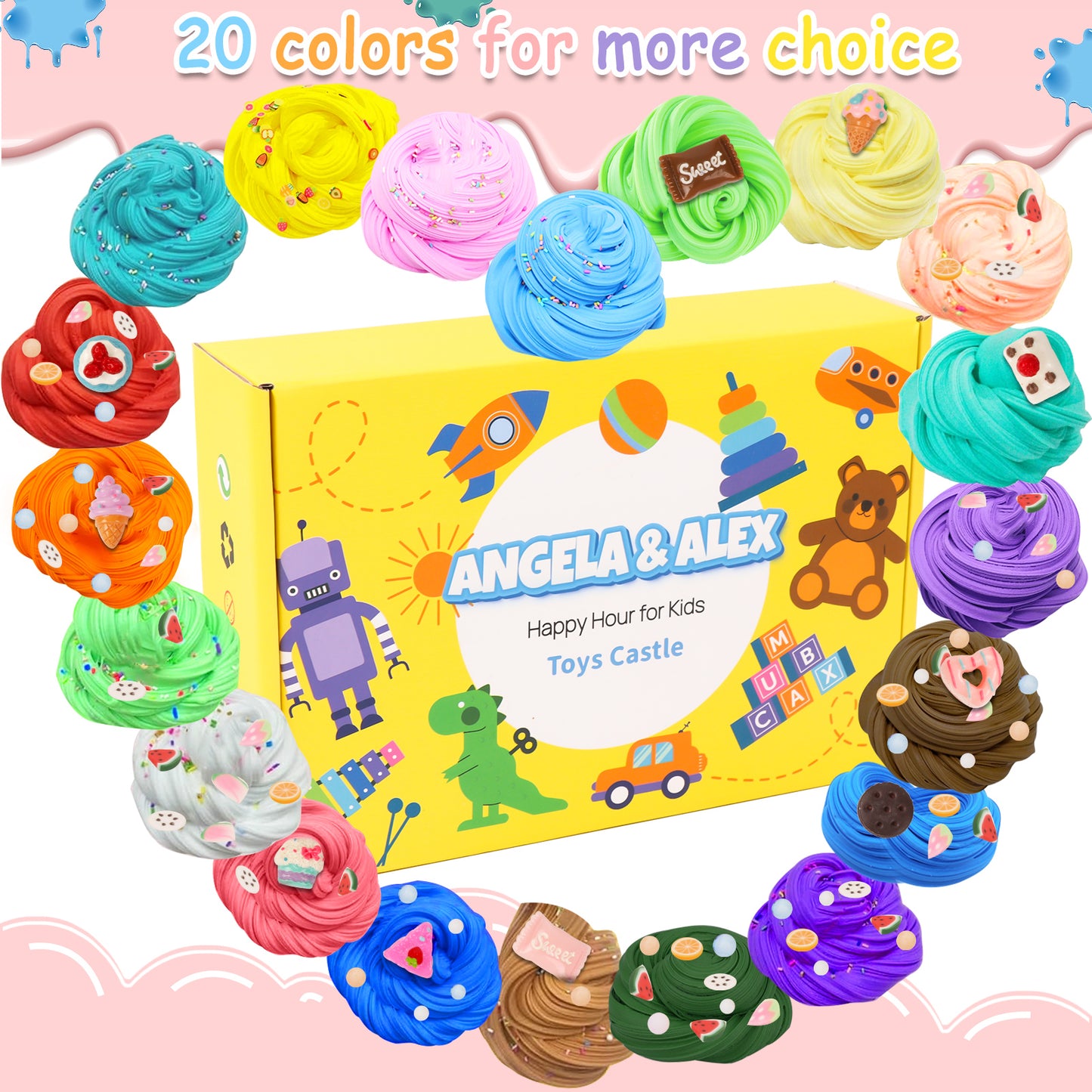 KiddiTouch 20 Pack Butter Slime Kit, DIY Slime Supplies for Girls and Boys, Stress Relief Toy for Kids Education, Party Favor, Gift and Birthday