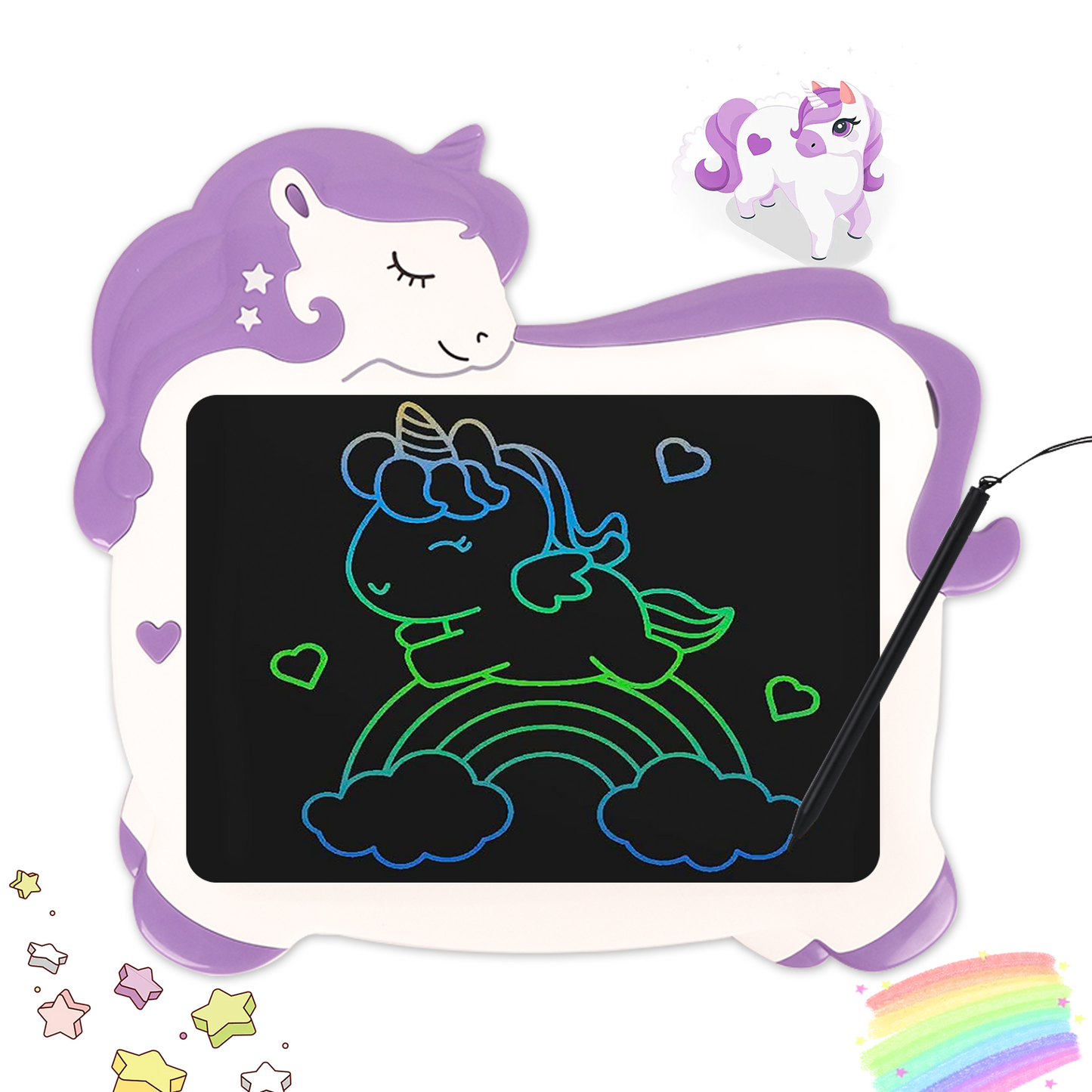 KiddiTouch LCD Writting Tablet for Kids 10 Inch Erasable Doodle Board Mess Free Drawing Pad for Girls Educational Toys Birthday Gift(Purple)