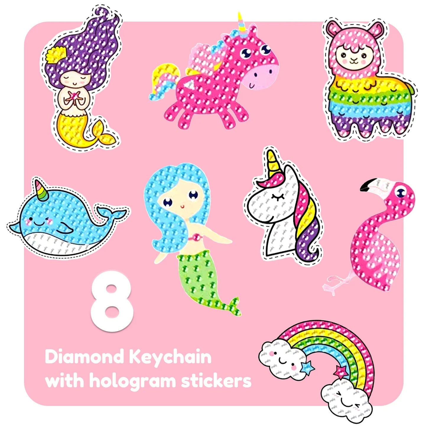 Diamond Keychain Kits, Arts and Crafts for Girls, Gem Craft Kits, Best Gift for Girls Ages 6-12