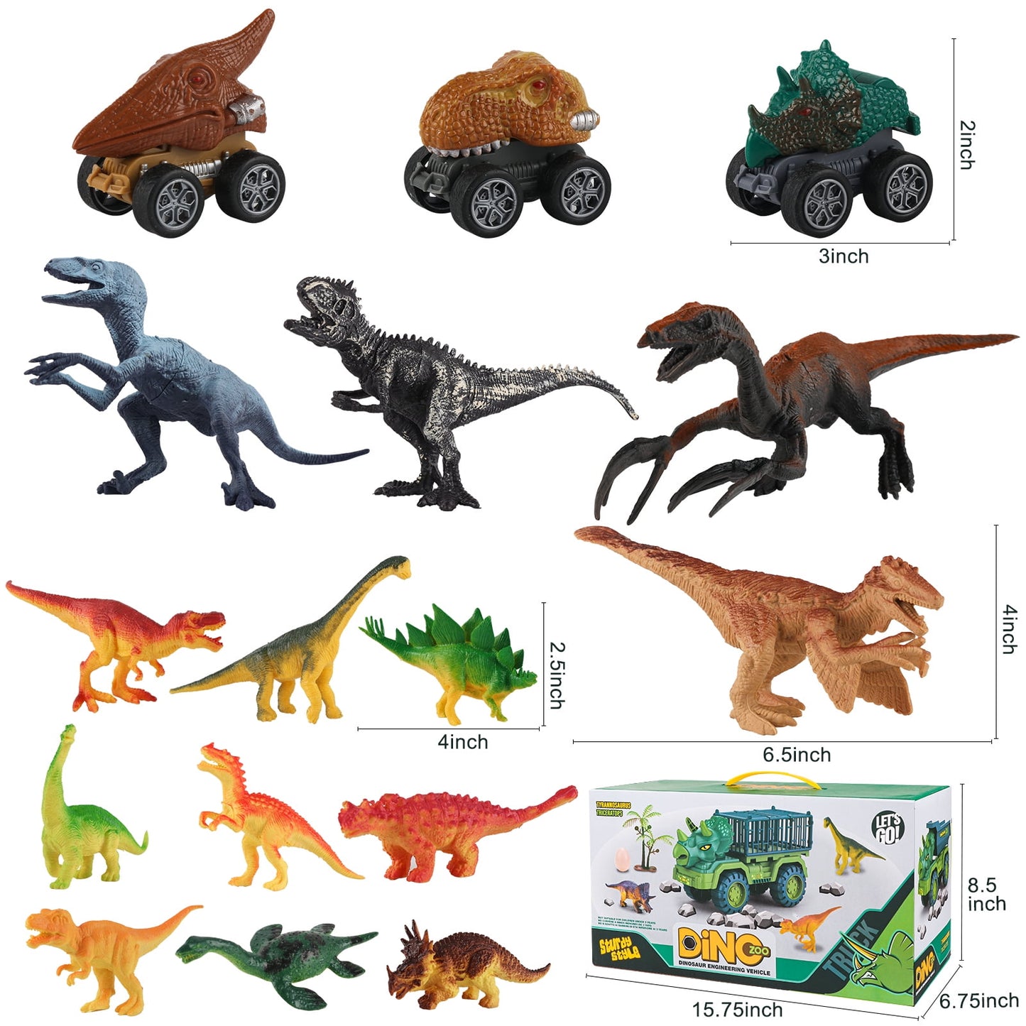 KiddiTouch Dinosaur Toy for Kids 3-5 5-7, Dinosaur Truck Carrier Car, Monster Truck with Dinosaur Toys for Boys, Dino Transport Cars Playset Gift for Boys