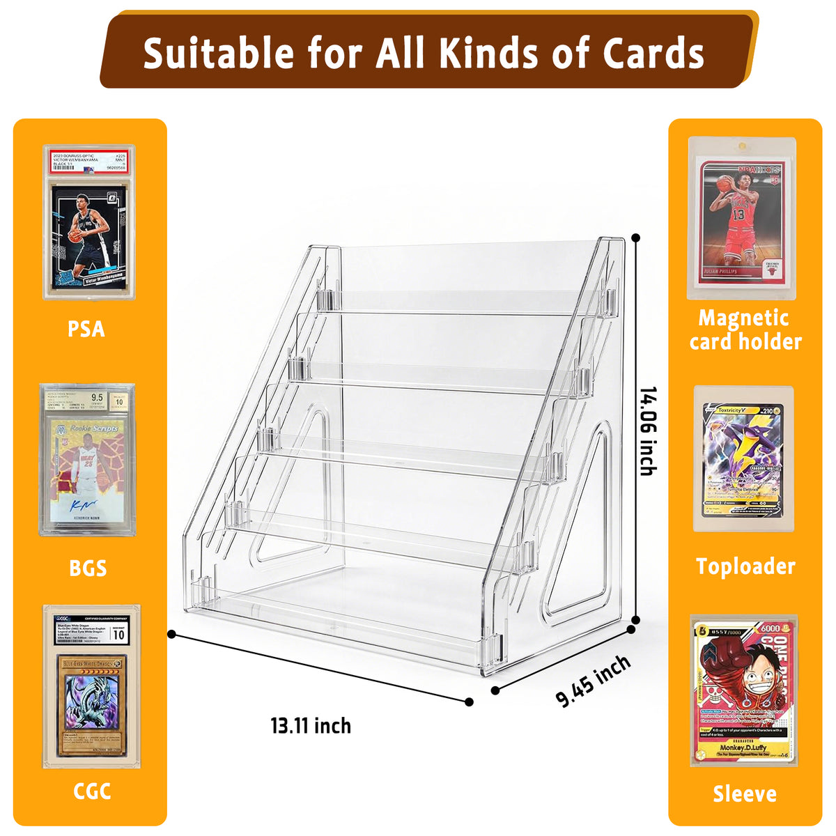 KiddiTouch Trading Card Display Stand, Clear Display Shelf for Magneti