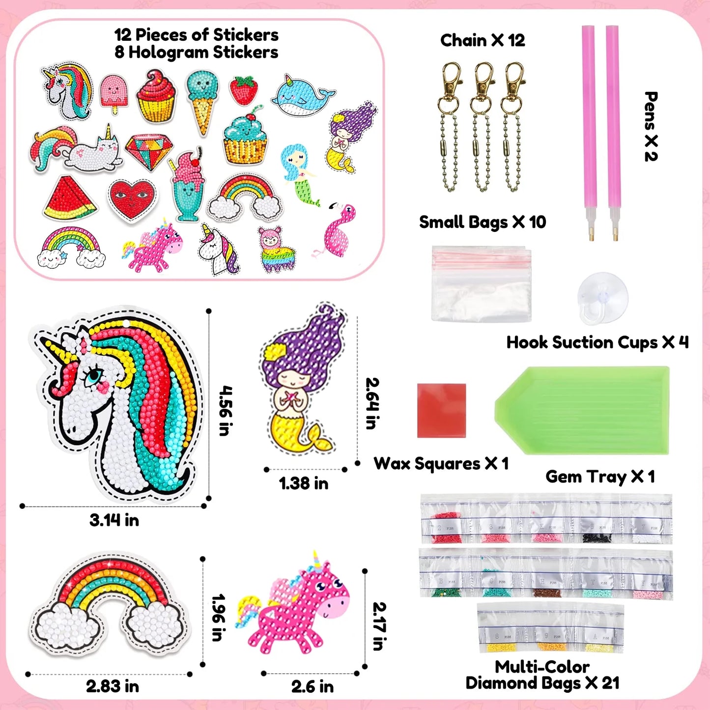 Diamond Keychain Kits, Arts and Crafts for Girls, Gem Craft Kits, Best Gift for Girls Ages 6-12