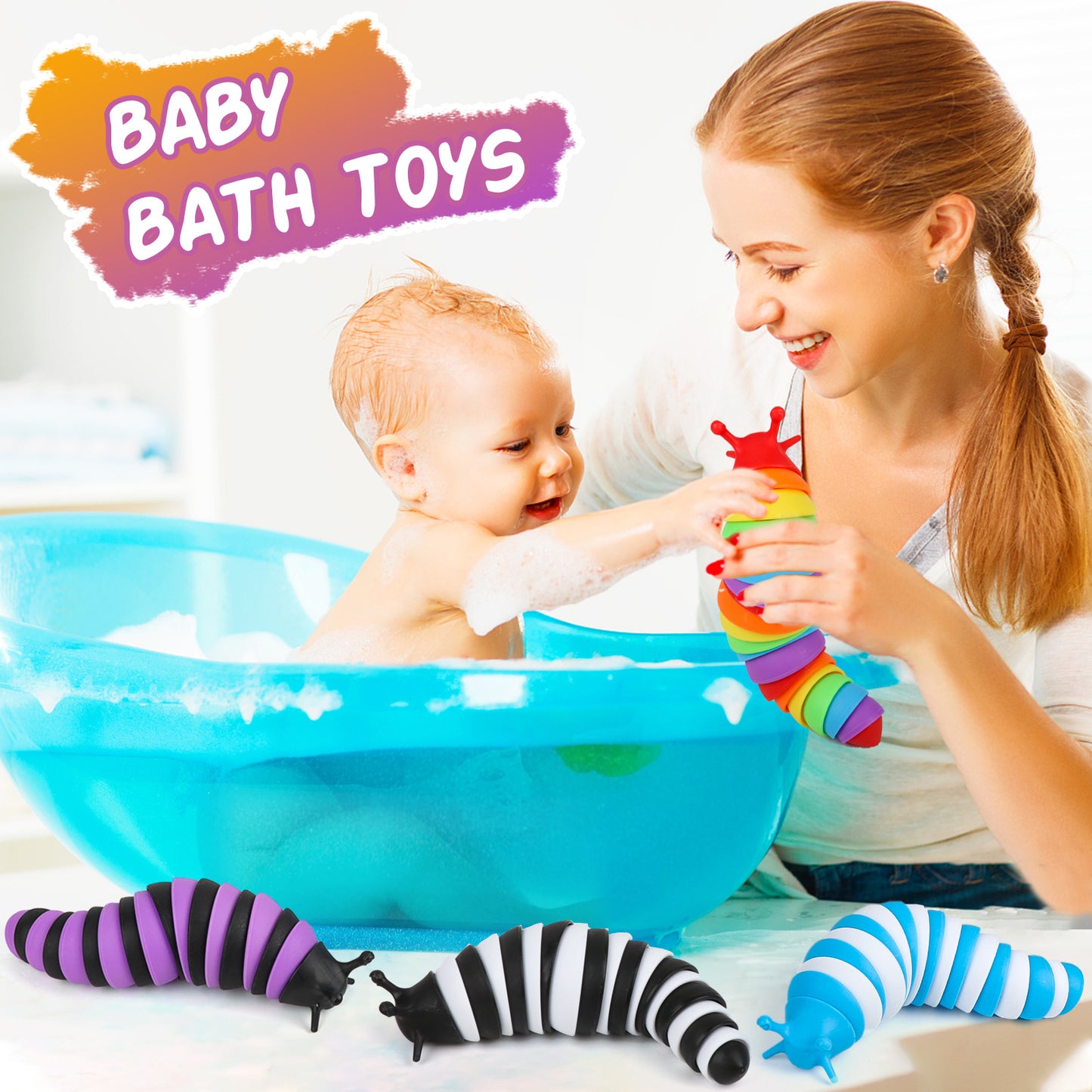 KiddiTouch 4 Pcs Fidget Toy Slug, Sensory Slug Toys for Autistic Kids & Adults, 3D Articulated Sensory Toys for Autistic, Strength Exercise & Stress Relief