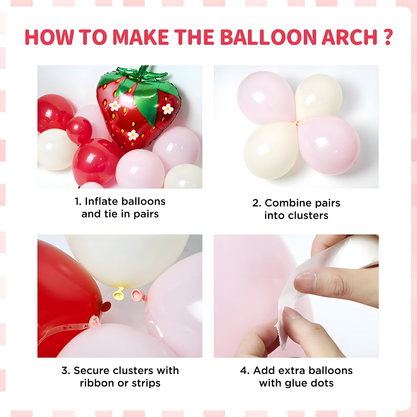KiddiTouch 121Pcs Strawberry Balloon Arch Garland Kit, Red and Pink Balloons with 23inch Strawberry Foil Balloons for Girls Sweet One Berry First Birthday Baby Shower Strawberry Party Decorations