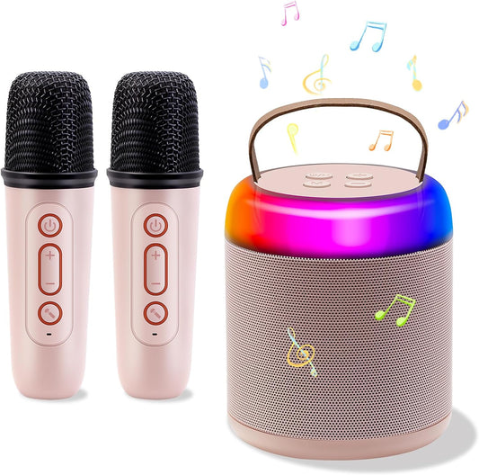 KiddiTouch Mini Karaoke Machine for Kids, Rechargeable Portable Wireless Karaoke Speaker with 2 Microphones and Magic Sounds, Kids Karaoke for Girls Christmas/Birthday/Home Party Gift