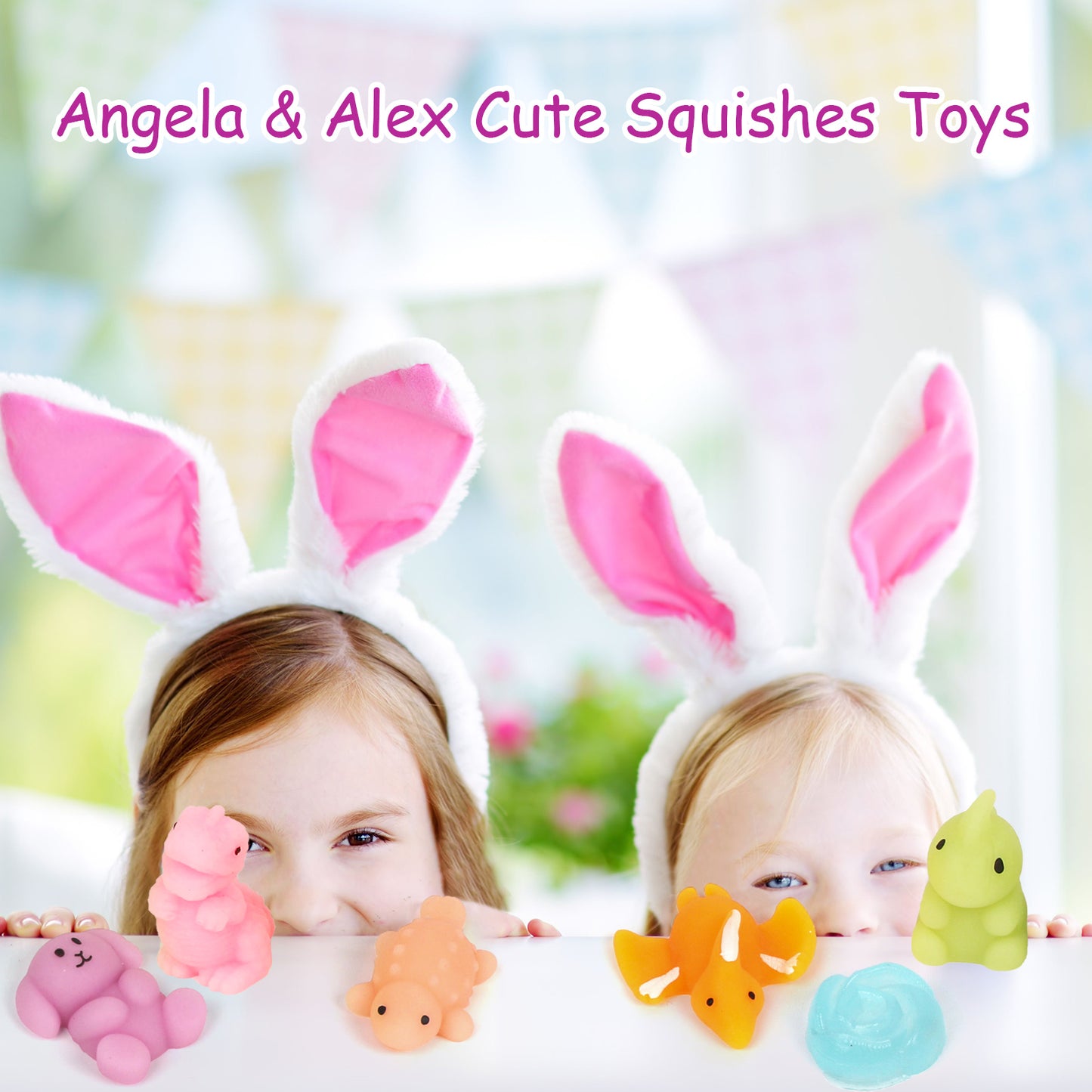 KiddiTouch 100Pcs Mochi Squishy Toys for Kids Party Favors, Mini Stress Relief Toys for Classroom Prizes, Easter Egg Fillers