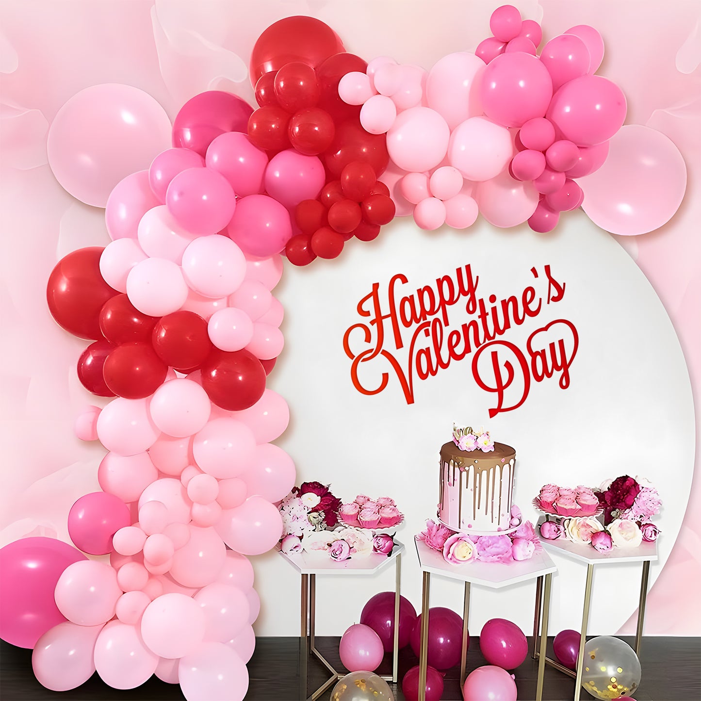 KiddiTouch 150Pcs Red and Pink Balloon Garland Arch Kit, 5 10 12 18 inch, Pink and Red Balloons Decorations for Valentine's Day, Women's Day, Weddings, Engagements