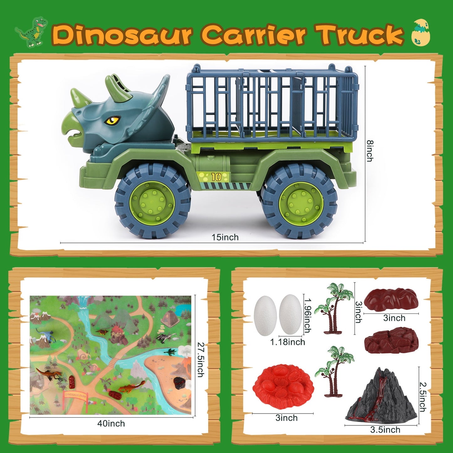 KiddiTouch Dinosaur Toy for Kids 3-5 5-7, Dinosaur Truck Carrier Car, Monster Truck with Dinosaur Toys for Boys, Dino Transport Cars Playset Gift for Boys