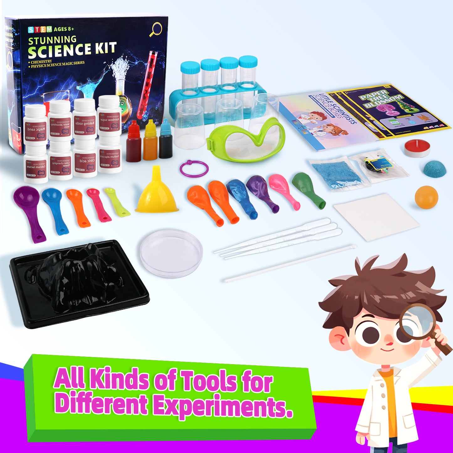 KiddiTouch Science Kits for Kids, Stem Kits, 120 Lab Science Experiments for Kids, Learning & Educational Chemistry Set Toys, Christmas Birthday Science Toys Gifts for Girls Boys Age 6 7 8 9 10-12