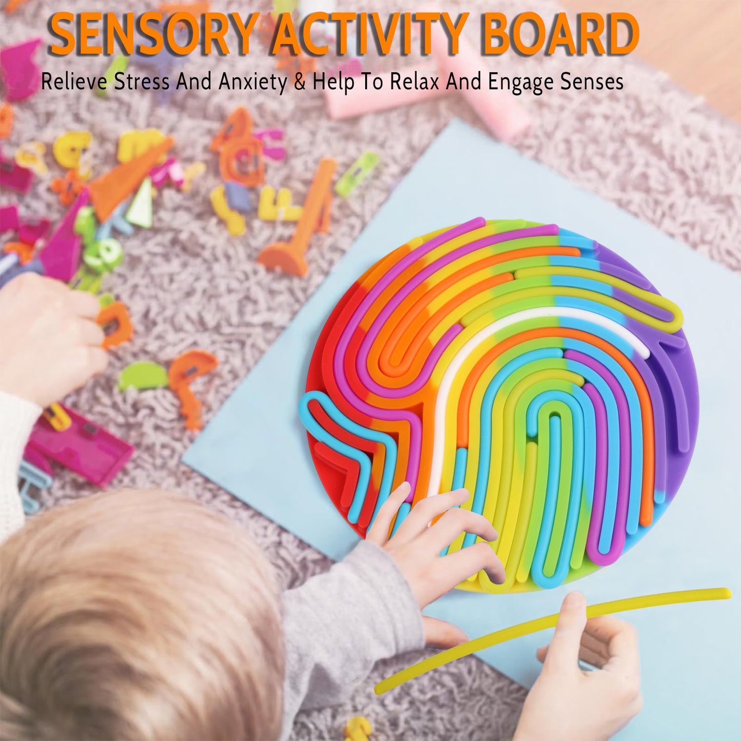 KiddiTouch Sensory Board, Sensory Activity Board, Sensory Toys for Kids with Autism & ADHD, Sensory silicone Fidget Toys for Stress & Anxiety Relief, Calming, Focus | Ages 3+