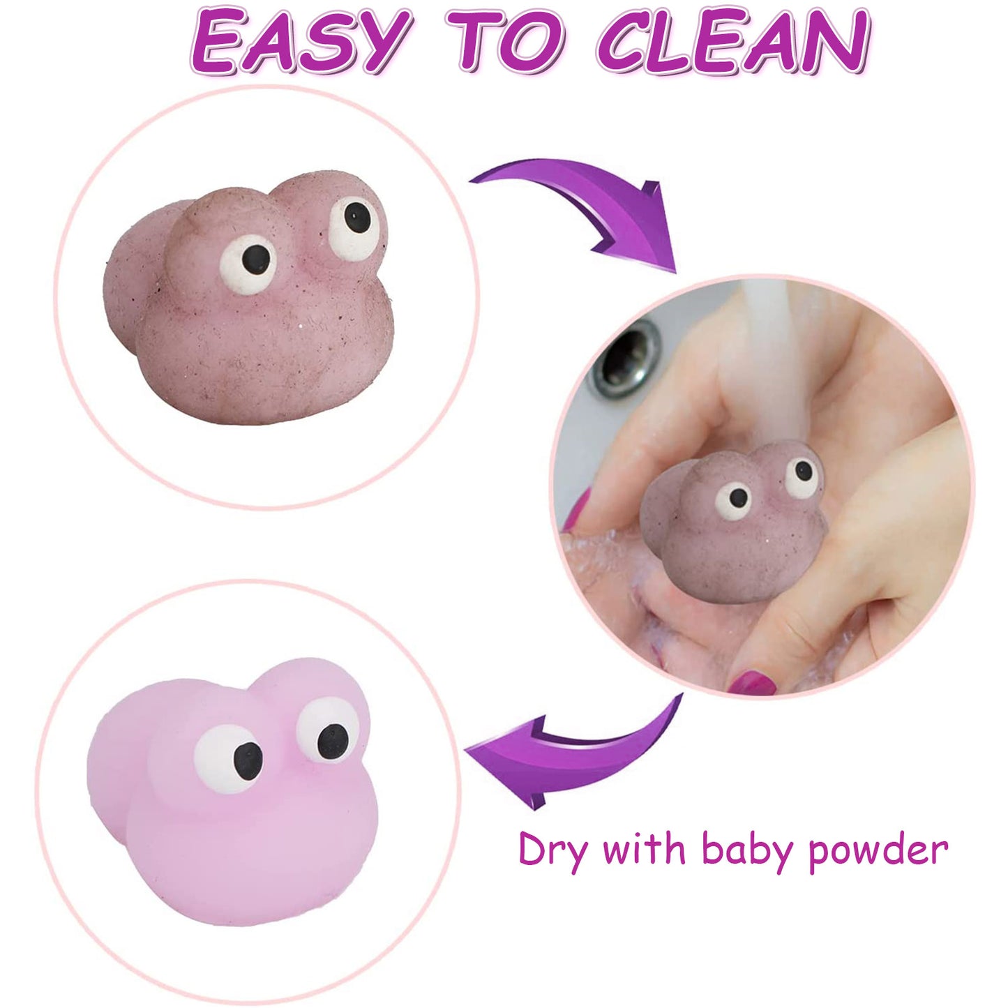 KiddiTouch 100Pcs Mochi Squishy Toys for Kids Party Favors, Mini Stress Relief Toys for Classroom Prizes, Easter Egg Fillers