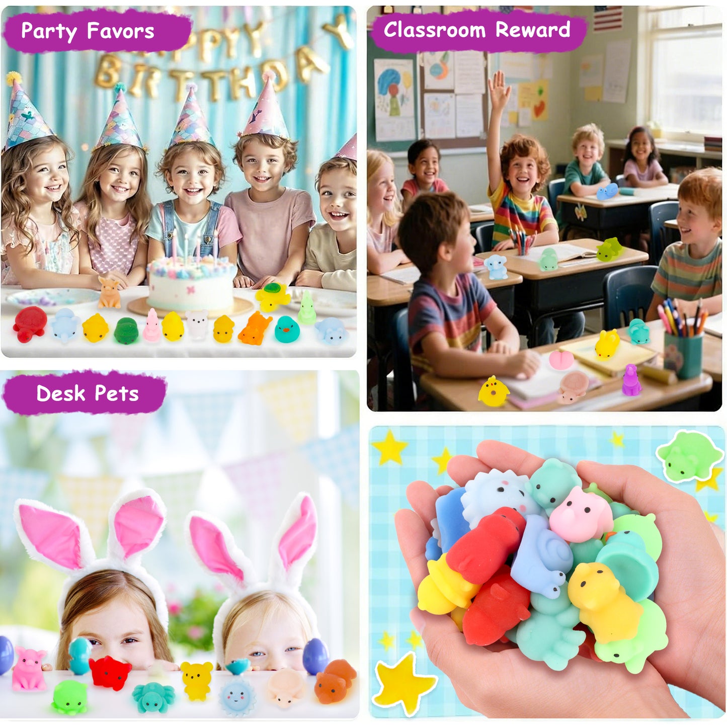 KiddiTouch 150 Pcs Mochi Easter Squishy Toys for Kids Party Favors, Kawaii Mini Easter Egg Filler for Classroom Prizes, Stress Relief Sensory Toy for Boys Girls Birthday Gift