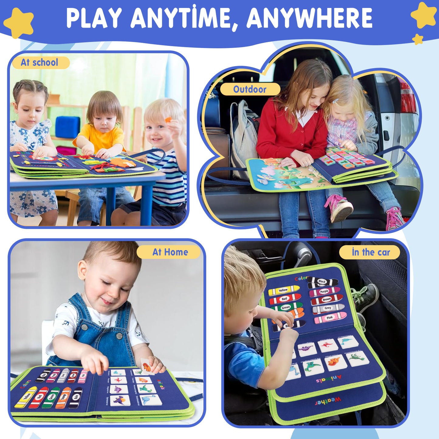 KiddiTouch Busy Board, Sensory Board Learning Toys for Boys, Preschool Toddler Activities, Skill-Building Game for Learning Fine Motor Skills, Travel Toys Birthday Gifts for Kids Aged 1 2 3 4