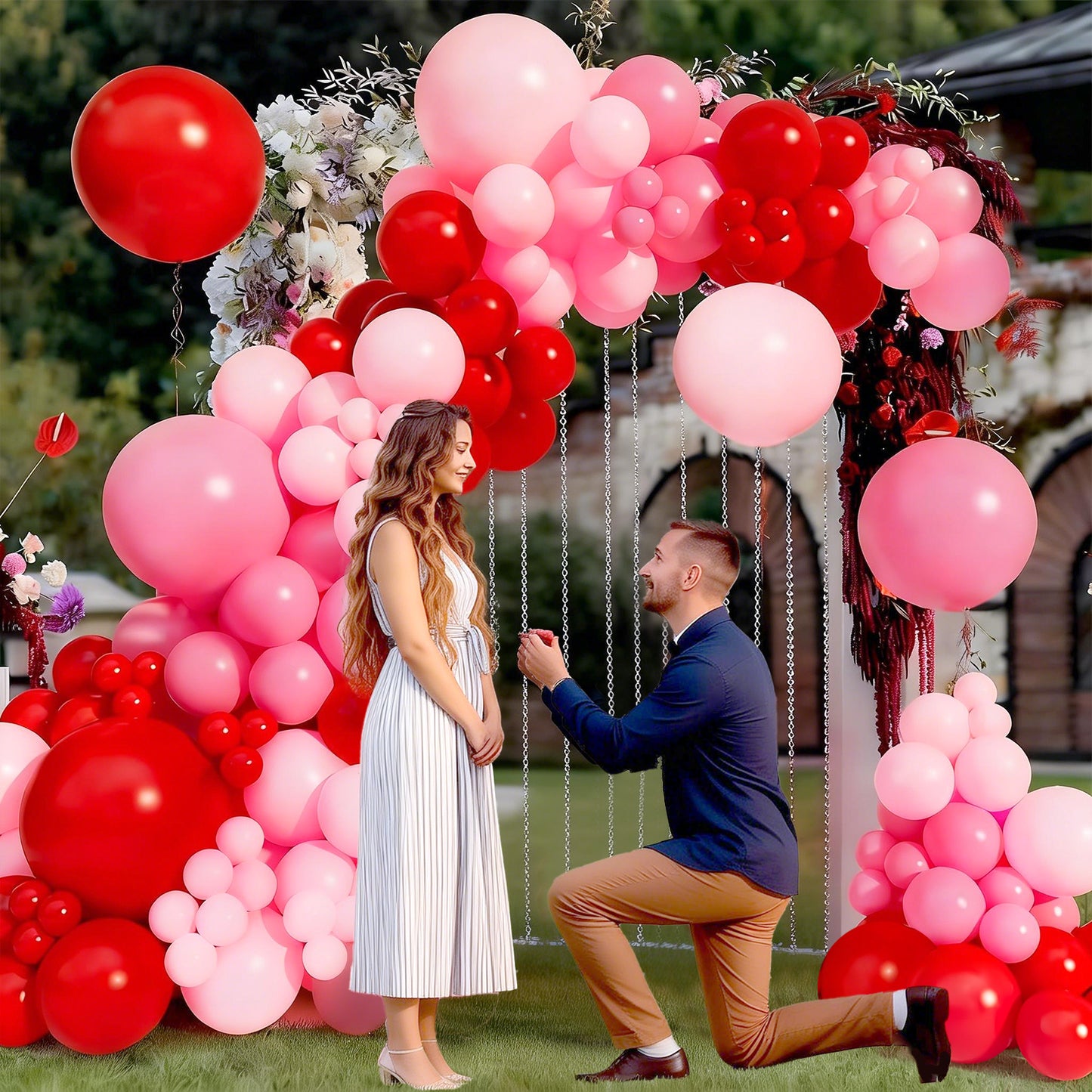 KiddiTouch 150Pcs Red and Pink Balloon Garland Arch Kit, 5 10 12 18 inch, Pink and Red Balloons Decorations for Valentine's Day, Women's Day, Weddings, Engagements