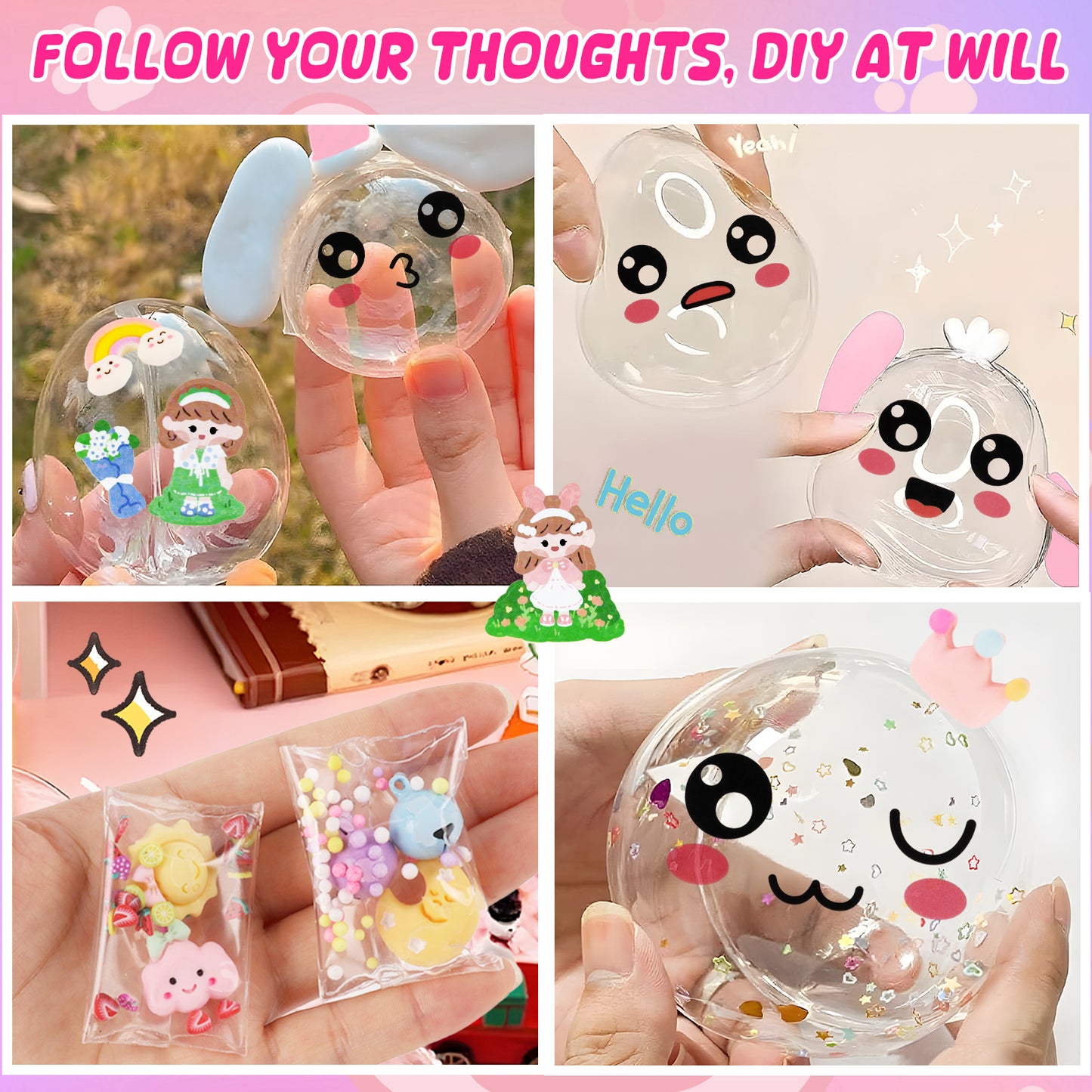 KiddiTouch Nano Tape Bubble Kit for Kids with Box, 6 Pcs Nano Tapes Squishy Maker Making Kits, Step by Step Guide -DIY Toy Gifts for Boys Girls