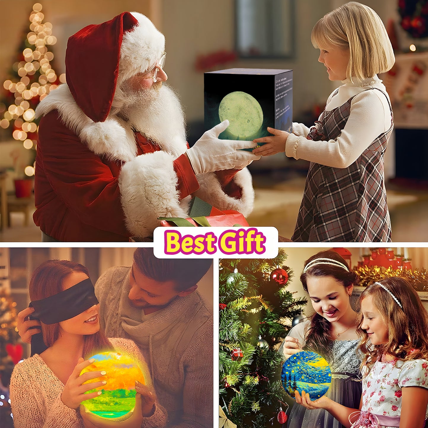 KiddiTouch DIY 3D Moon Lamp Kit, Paint Your Own Moon Night Light, 5.9-inch Galaxy Lamp Arts and Crafts Kit, School Activities, Birthday Gifts for Kids Girls Boys