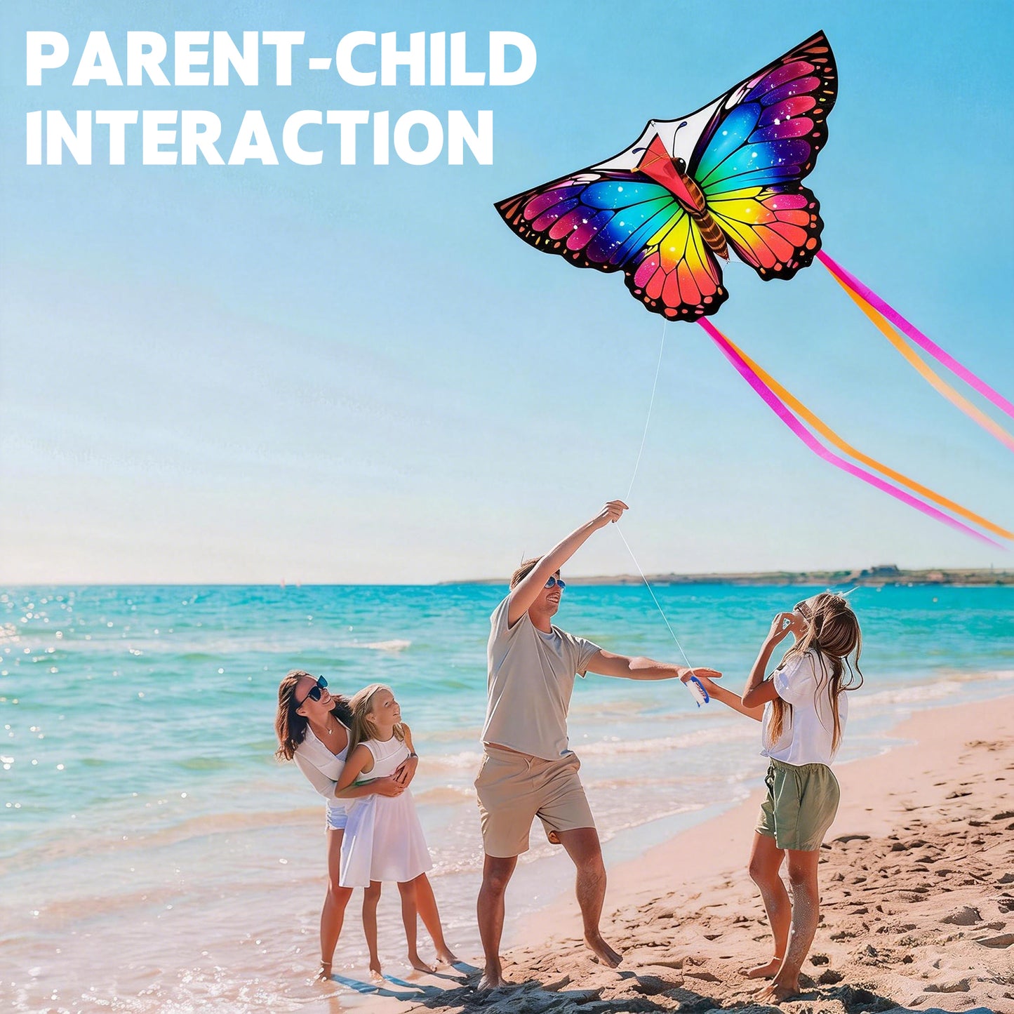 KiddiTouch 3 Pack Kites for Kids and Adults,Easy to Fly Butterfly Delta Octopus Kids Kite Set with 328FT Wire Board for Beginners,Family Outdoor Activities