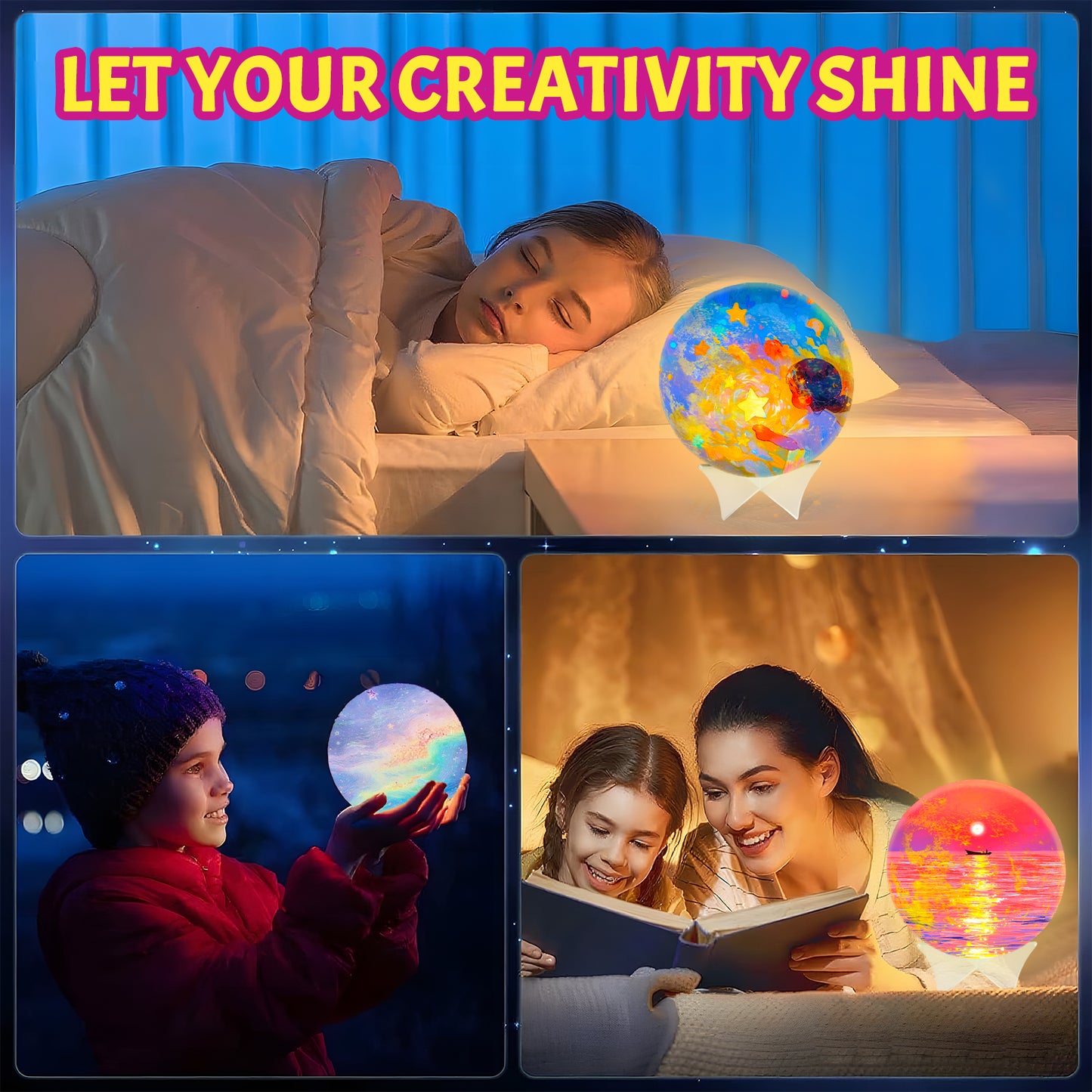 KiddiTouch Rechargeable Paint Your Own Moon Lamp, 5.9-inch 3D Moon Night Light Kit, Galaxy Art and Crafts, Birthday Gifts for Kids Girls Boys Ages 6-12