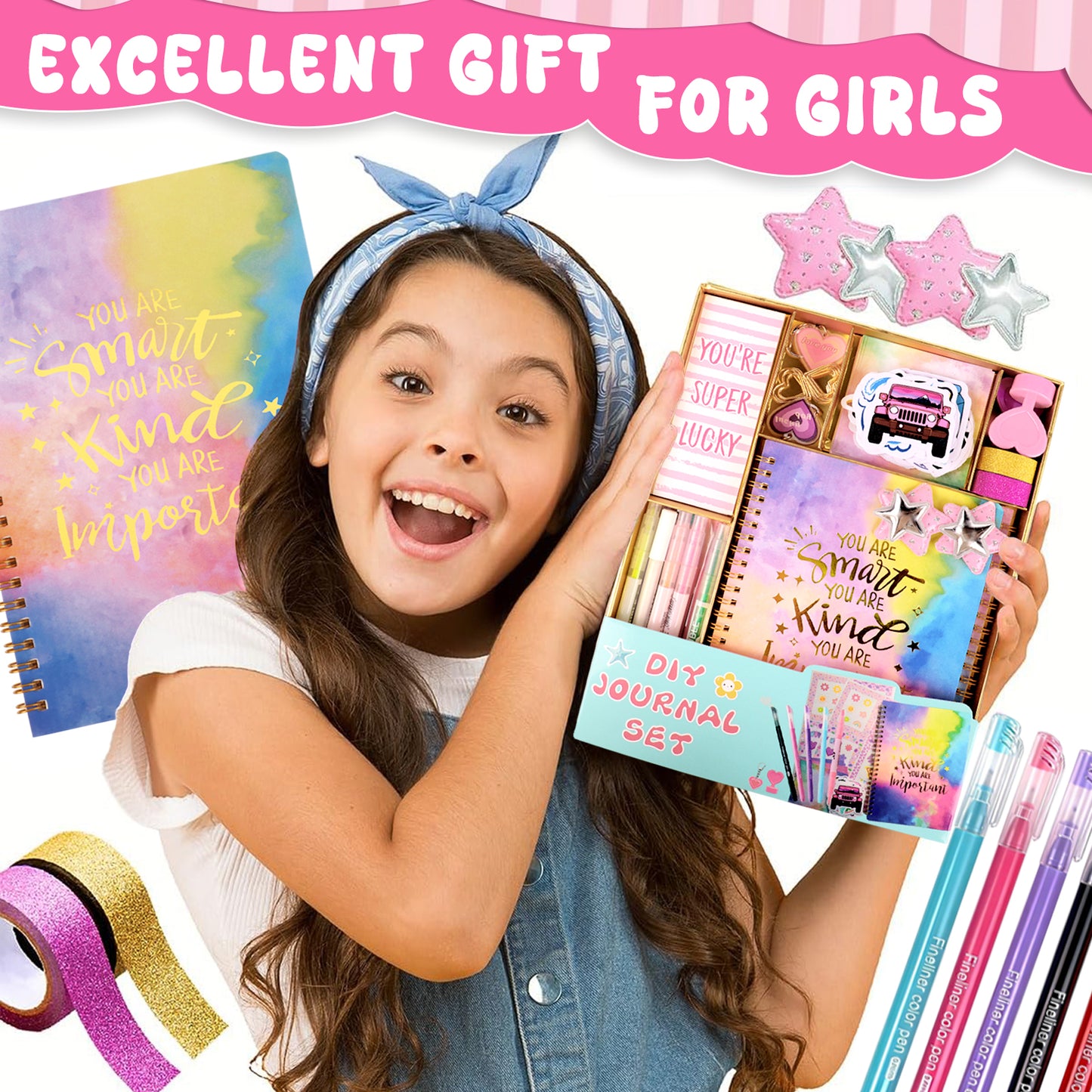 KiddiTouch DIY Journal Kit Gifts for Girls Ages 8-14, Birthday Toys for Teen Girl