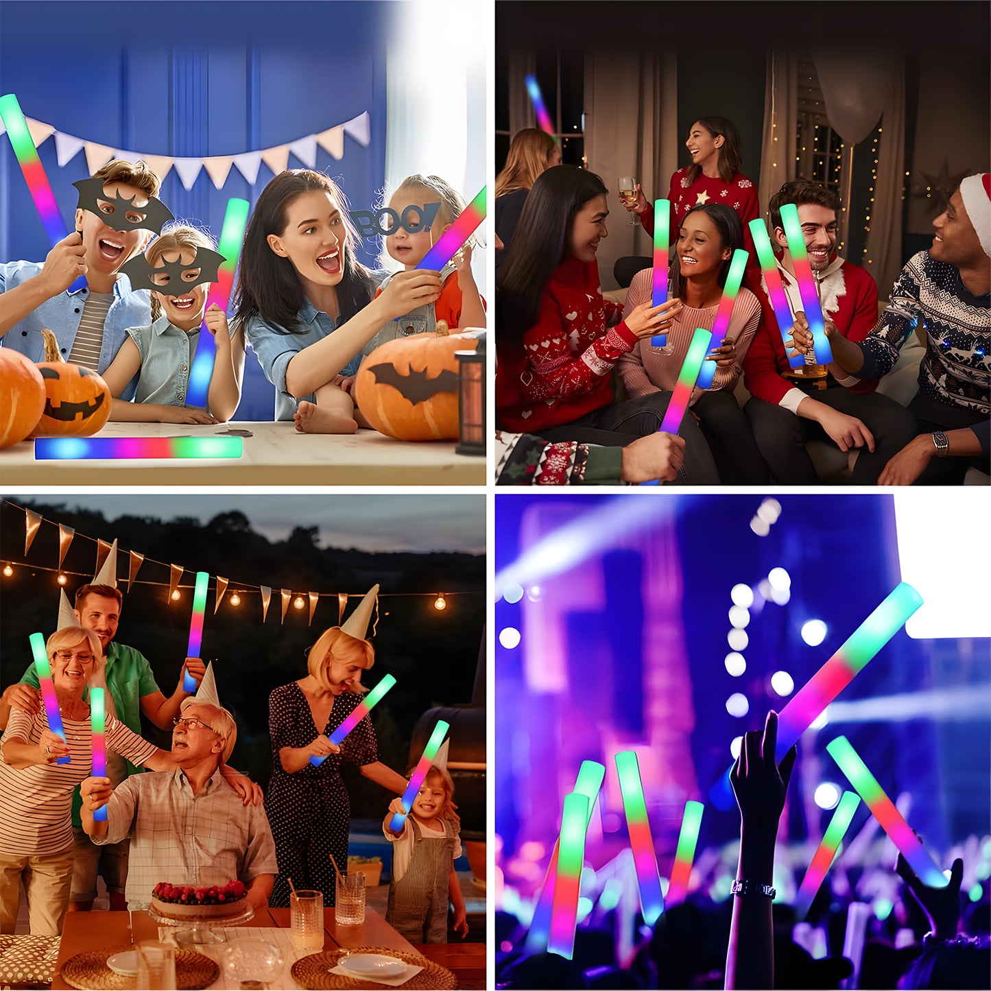 KiddiTouch 14Pcs Glow Sticks, Light Up Foam Stick Bulk with 3 Modes, Glow in Dark Party Supplies for Wedding, Raves, Concert