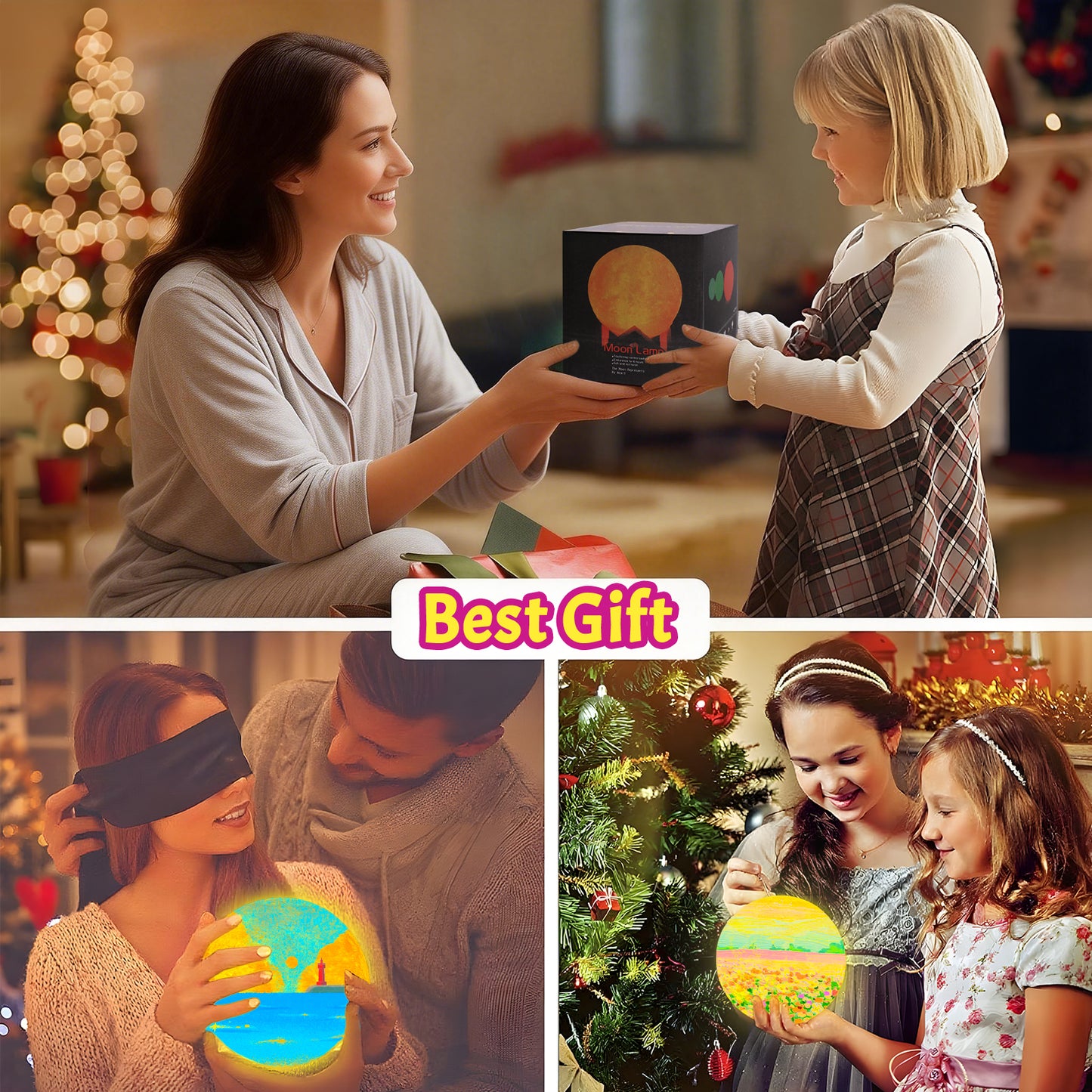 KiddiTouch Rechargeable Paint Your Own Moon Lamp, 5.9-inch 3D Moon Night Light Kit, Galaxy Art and Crafts, Birthday Gifts for Kids Girls Boys Ages 6-12