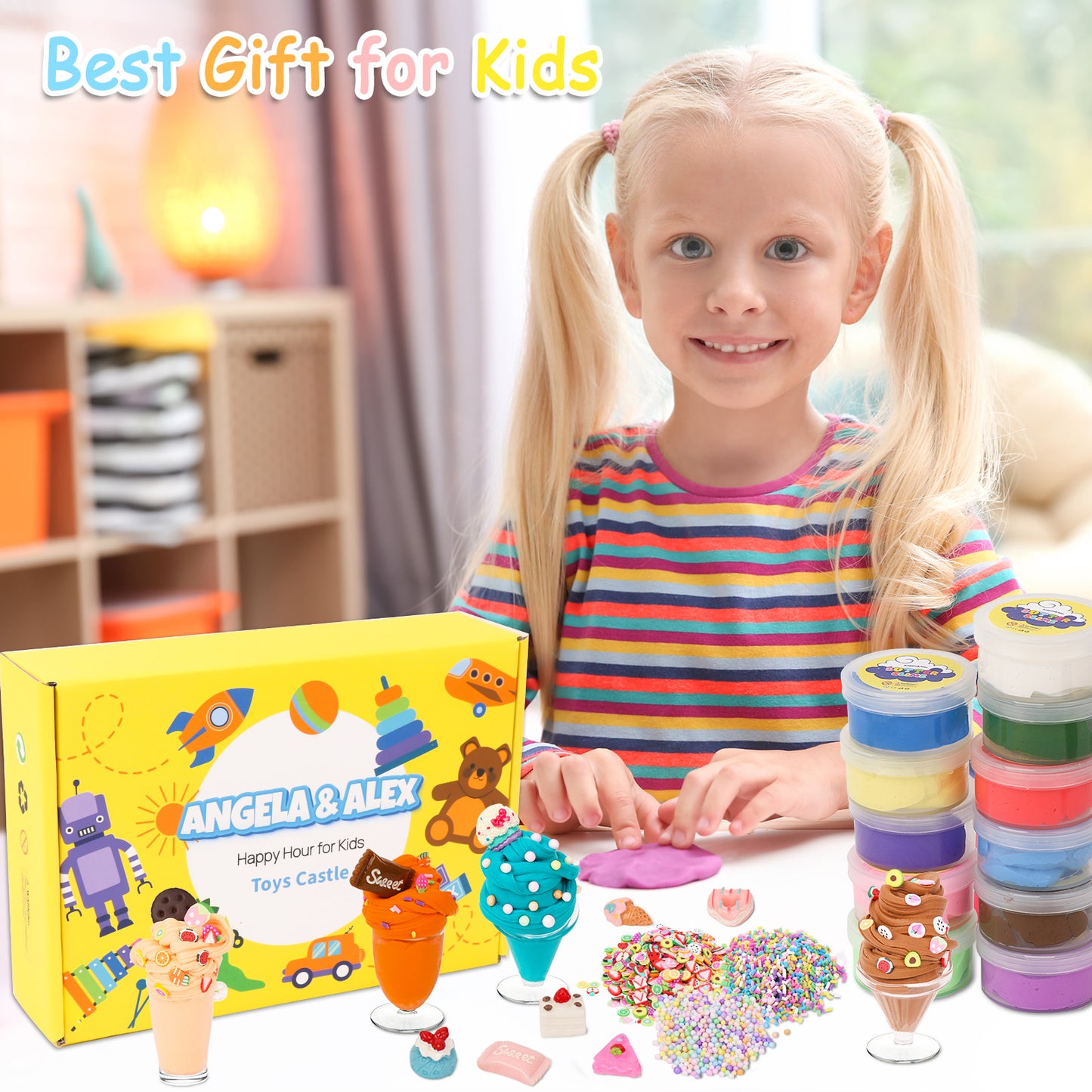 KiddiTouch 20 Pack Butter Slime Kit, DIY Slime Supplies for Girls and Boys, Stress Relief Toy for Kids Education, Party Favor, Gift and Birthday